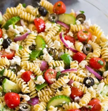 Greek Pasta Salad With Extra Virgin Olive Oil