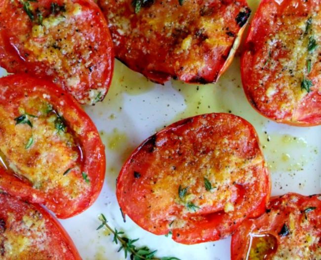 Garlic Grilled Tomatoes With Extra Virgin Olive Oil