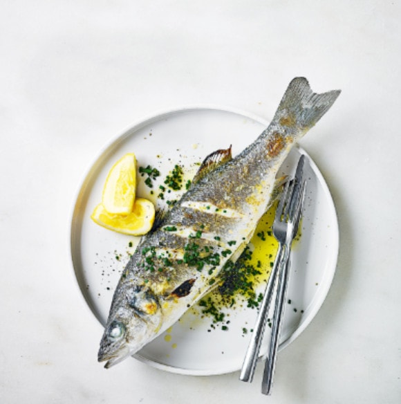 Grilled Sea Bass With Lemon Garlic And Olive Oil