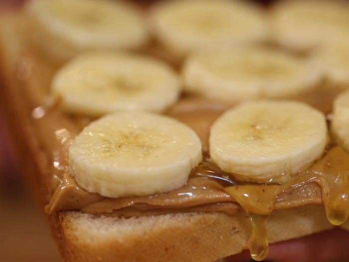 Toast With Peanut Butter And Banana Slices