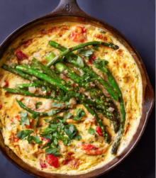 Crab And Asparagas Fritatta With Extra Virgin Olive Oil